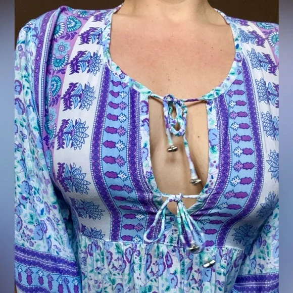 Wilde Belle Purple and White Gypsy Maxi Dress - Picture 4 of 7